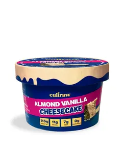 Culiraw Almond Vanilla Cheesecake - 4 Pack, Plant-Based Protein, Gluten-Free, Creamy & Sweetened with Dates, 11g Protein per Serving