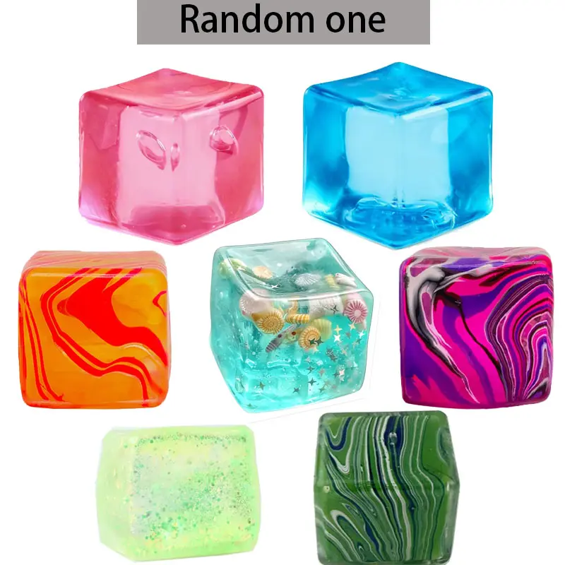 (Blind Box) 4-Pack 2026 New Stress Relief Soft Cubes Fidget Toys, Ice Cube Sensory Gel Blocks, Adult Finger Toys with Maltose Syrup Texture, 6 Random Multi-Color Slow Rebound, Enhance Strength & Relieve Joint Pain