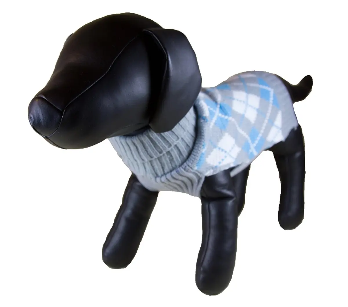 Petcessory DS1233-BS Light Gray Argyle Turtleneck Dog Sweater - Small