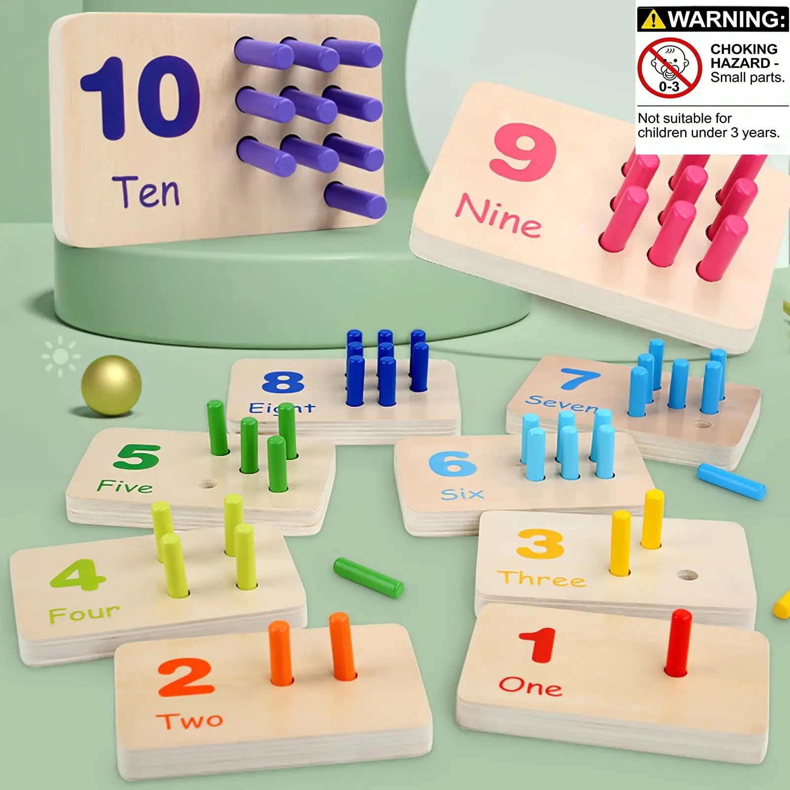 Wooden Educational Math Counting Board, Number Counting Blocks, 1 Set Sensory Stacking Peg Game for Number Recognition & Color Matching, Educational Toy for Kids, Math Learning Tools