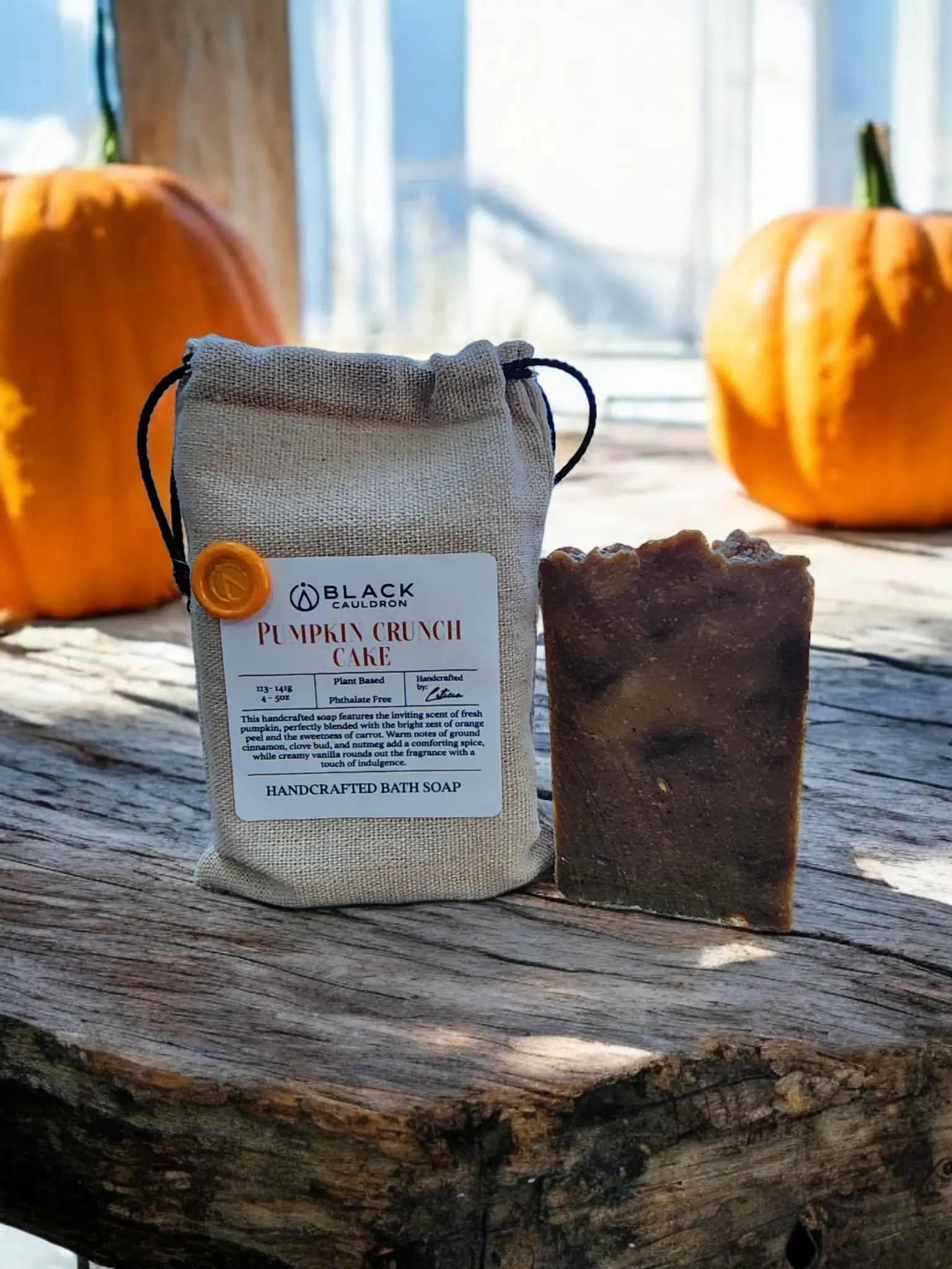 Black Pumpkin Crunch Cake Handcrafted Face & Body Soap - Long Lasting Fragrance with Pumpkin Flavor