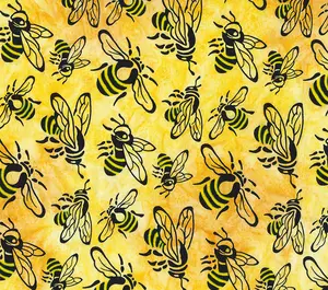 Fabric Northcott Marigold Bees Buzzy Bee Banyan Batiks by the Quarter Yard 83640-54