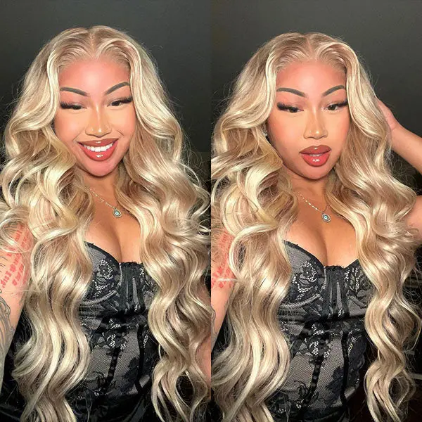【ONLY 1 LEFT! Final Sale】Limited Design Brown Wig With Blonde Highlights Color Body Wave / Deep Wave 13x4 Lace Front Wigs Human Hair