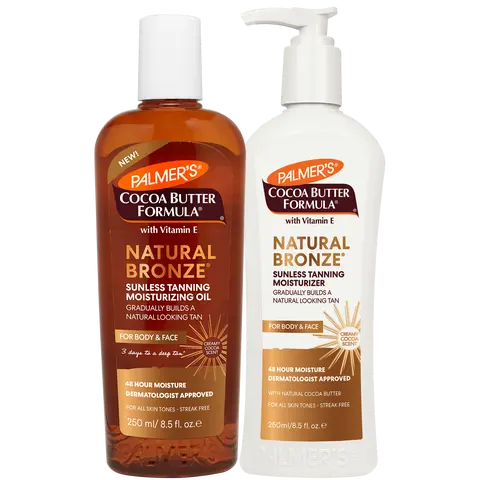 Palmer's Cocoa Butter Formula Natural Bronze Sunless Tanning Gradual Tanning Body Lotion and Body Oil Bundle