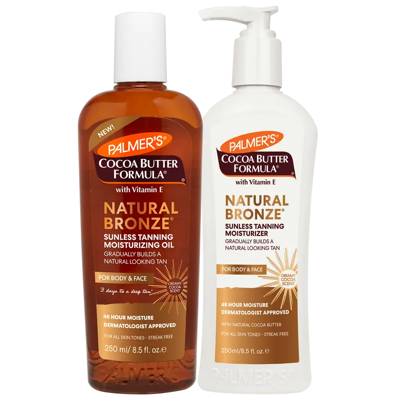 Palmer's Cocoa Butter Formula Natural Bronze Sunless Tanning Gradual Tanning Body Lotion and Body Oil Bundle