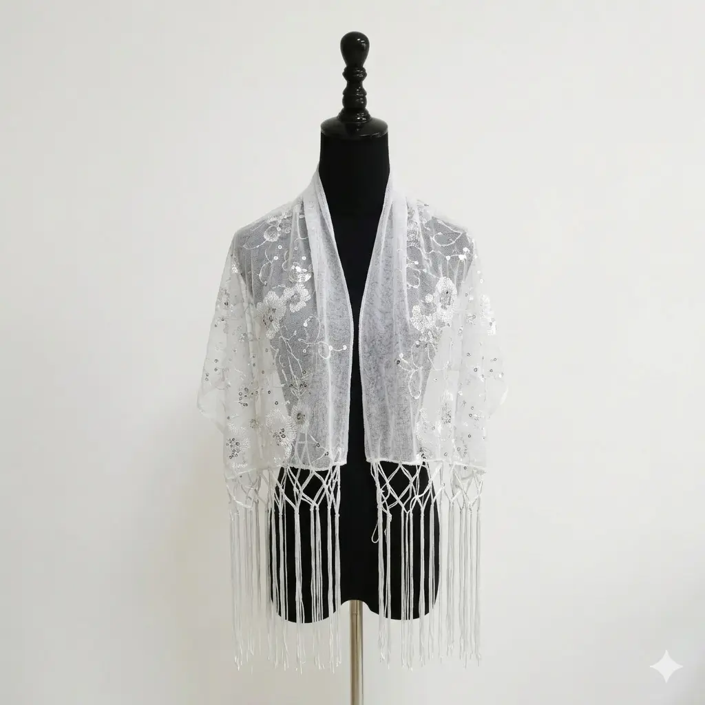 Sequin Chiffon Mesh See-Through Shawl Scarf Cover-Up Wrap Sequin Chiffon Mesh See-Through Shawl Scarf Cover-Up Wrap