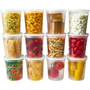 - Deli  Storage Containers with  32 oz, Quart Pack of 24 Leak-proof Freezer Safe Microwaveable Soup Storage Container - Clear Plastic