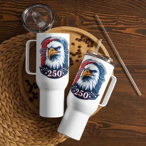 Patriotic Eagle Travel Mug, USA 250th Anniversary Tumbler 40 oz, Red White Blue Coffee Cup