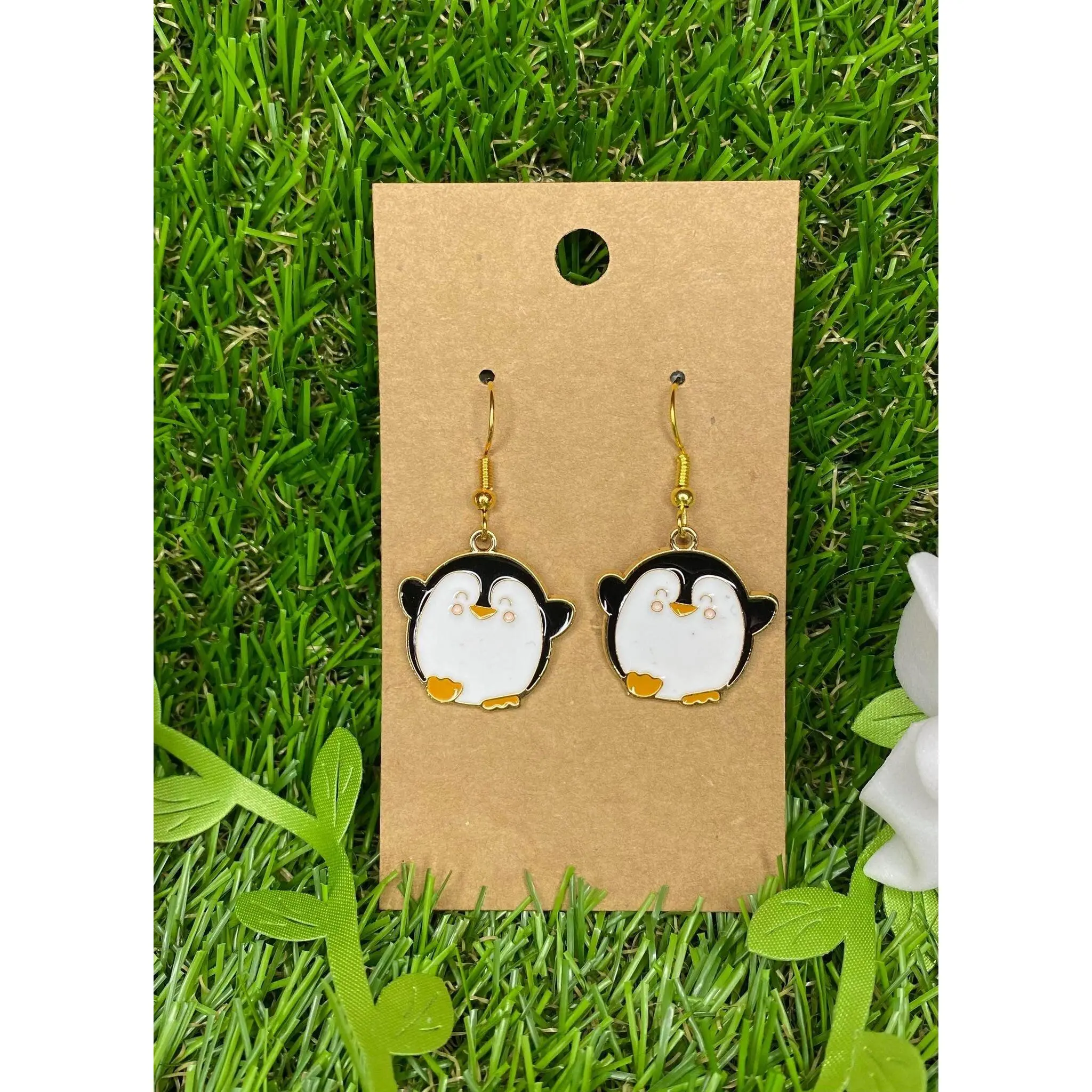 Cute Black and White Penguin Dangle Earrings