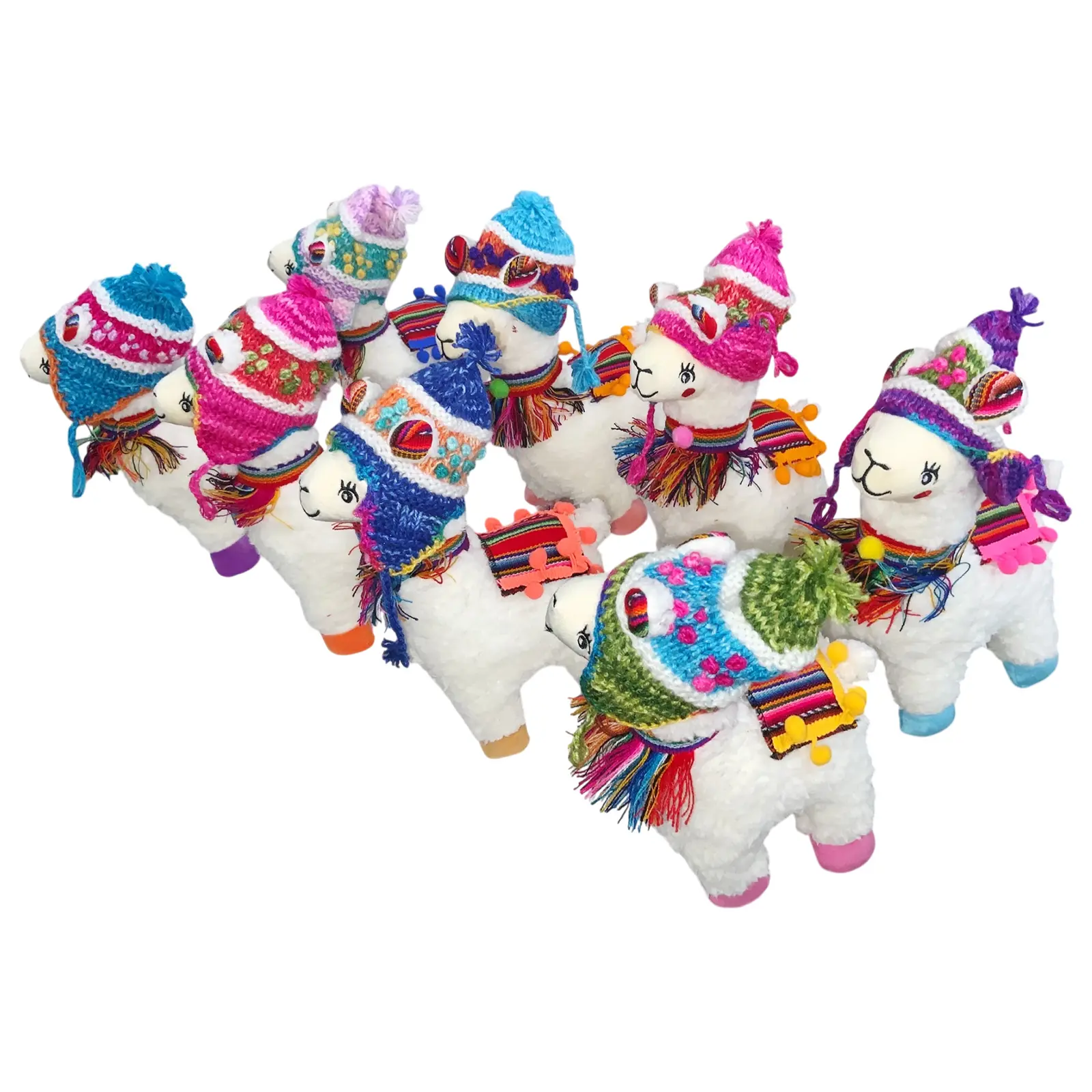 NEW Peru Peruvian Cute Llama Alpaca Handmade Souvenir Plush Figure W/ Chullo 10"