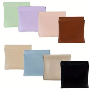 8 Pack Snap Closure Organizer Pouch Portable Storage Bag Mini Makeup Bag Wallet Leather Pouches Wallet Beauty & Personal Care
