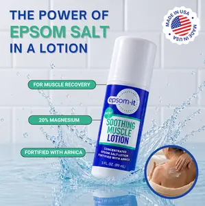 EPSOM-IT Soothing Muscle Lotion Rollerball - Magnesium Sulfate Epsom Salt Cream with Arnica for Muscle Stiffness, Restless Legs, Knee, Achy Feet -3oz