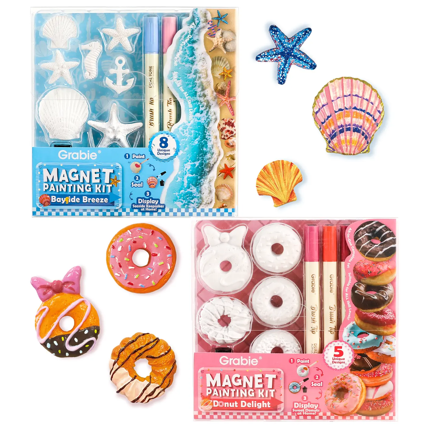 Grabie Magnet Resin Art Crafting Kit - DIY Art Supply, Donut Delight Design, Classroom Prizes, Glossy Seal Adds Shine, Crisp Detail, Back to School Office Stationery Gift, Coastal Vibe