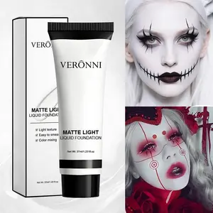 VERONNI Matte Light Liquid Foundation Pure White Mix 37ml for Even Application Strong Coverage Ideal for Face Paint & Creative Makeup Styles manic panic  white  foundation