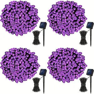 1-4pack Solar LED String Fairy Lights Christmas Solar LED Holiday Lights, 40ft 100 LEDs Outdoor LED Street Tree Lights 8 Lighting Modes For 4th Of July Independence Day Xmas Wedding Party Garden Yard Decorations