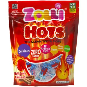 Zolli Hots - Zollipops Cinnamon 5.2 oz - Limited Edition April Fools Drop Zero Sugar & Artificial Dye Free