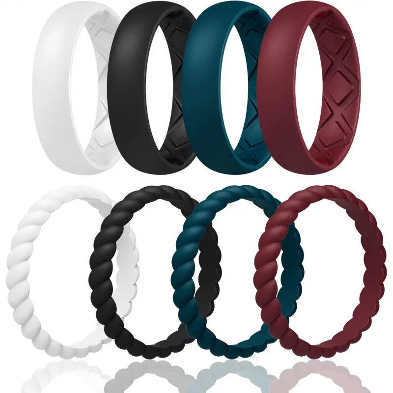 Women's Bridal Rings Sets, Inner Arc Ergonomic Breathable Design Silicone Rubber Wedding Bands Women's Bridal Rings Sets, Inner Arc Ergonomic Breathable Design Silicone Rubber Wedding Bands