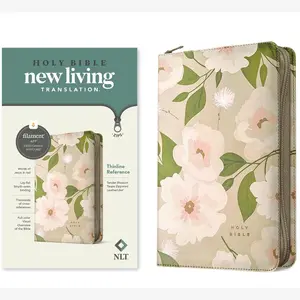 NLT Thinline Reference Zipper Bible, Filament Enabled (LeatherLike, Tender Blossom Taupe, Red Letter)