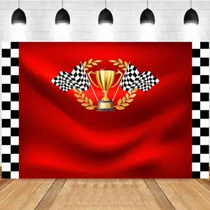 Photography Background Trophy Grid Racing Theme Birthday Party Backdrop Studio Photography Props