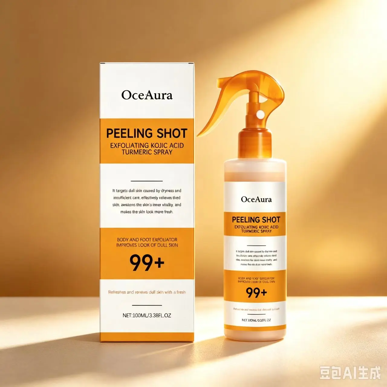 Kojic Acid & Turmeric Exfoliating Spray, Body Exfoliant, Body Exfoliator, Moisturizing Body Cleanser, Gentle Skin Care for Most Skin Types Including Sensitive Skin