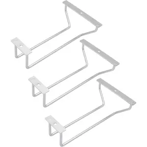 Stainless Steel 7-Inch Under-Cabinet Wine Glass Rack - 1-Row Stemware Holder for Kitchen, Bar (3 Pack)