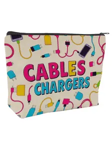 Sturdy Fabric Travel Case Organizer Durable Pouch for Cable & Charger Storage, Perfect for Portable Power Banks & Electronic Devices, Neutral Technology Gifts