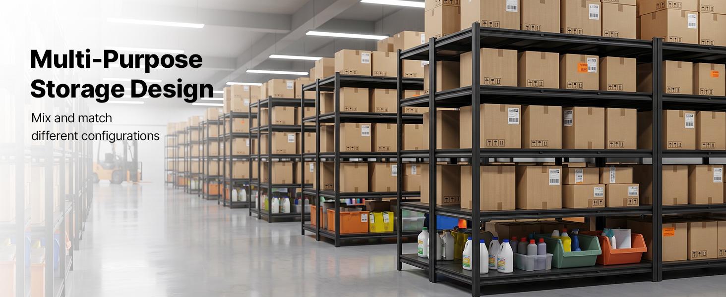 【fathersdaygift】VEVOR Storage Shelves, 4-Tier Adjustable, 2400 lbs Capacity, Heavy Duty Garage Storage Shelving Unit, Metal Utility Rack Shelf, for Garage Workshop Warehouse Basement, 40.55" W x 20.55" D x 60.2" H, Organiser
