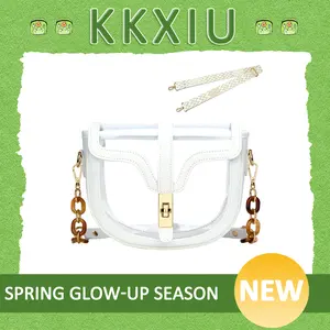 KKXIU Clear Crossbody Bag for Women Stadium Approved Vegan Leather Concert Shoulder Sports See-Through Purse summer  hobo