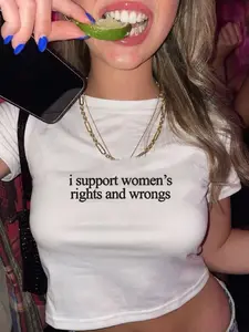 I Support Women’s Rights and Wrongs Graphic Crop Top