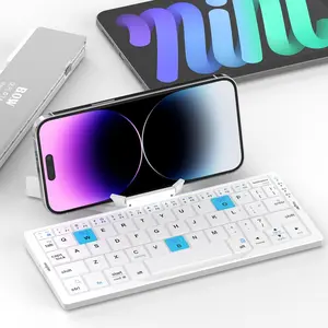 JOMAA Wilreless Foldable Keyboard with Phone Stand Rechargebale Folding Bluetooth Pocket for Windows IOS Andriods Travel Keyboard