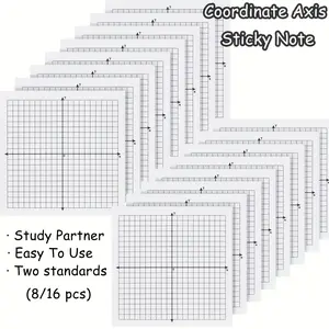 8/16pcs Graphic Notes Grid Paper Coordinate Plane Math Supplies for Office School, Essential Stationery for Students & Professionals