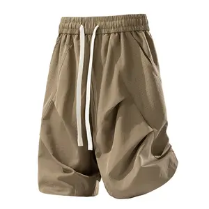 Men’s Ice Silk Quick-Dry Summer Casual Loose Straight-Leg Breathable Mesh Knee-Length Shorts — Trendy Brand Lightweight Sports/Casual Basketball Style