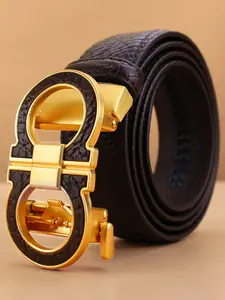 Men's Alloy Leather Automatic Buckle PU Belt, Business Casual Denim Waistband, Fashion Party Daily Wear Accessory, High Quality Buckle