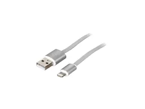 Nippon Labs USB-LI-6-SL-5P Silver Aluminum MFI Lightning Flat Cable with Silver Connectors and Silver Cable - 5 Packs