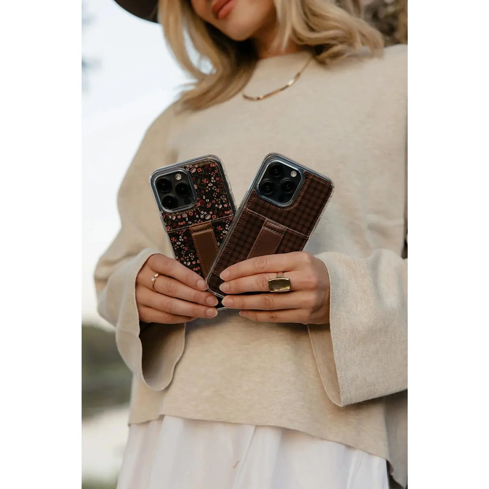 Walli Cases Cafe Gingham Phone Case with Wallet and Finger Strap Walli Cases Cafe Gingham Phone Case with Wallet and Finger Strap