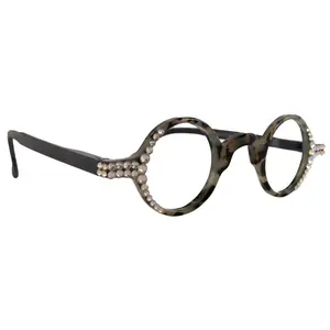 Picasso, (Bling) Women Reading Glasses W (Clear) Genuine European Crystals, Round (Black) Tortoiseshell. NY Fifth Avenue