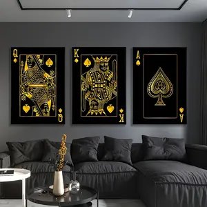 3pcs Canvas Poster, Modern Art, King, Queen & Ace Playing Cards Painting Wall Art Canvas Painting, Ideal Gift for Bedroom Living Room Kitchen Corridor, Wall Art, Wall Decoration, Fall Decor, Room Decoration,UnFramed