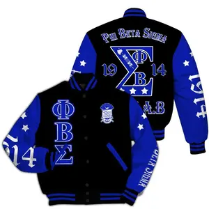 Phi Beta Sigma Black Varsity Jacket Three Stars Design, Fraternity Style Outerwear, Greek Life Fashion