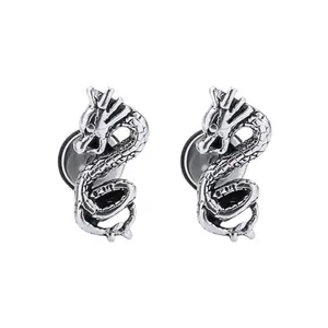 Screw-Back Dragon Stud Earrings for Men Women,Streetwear Hip Hop Unisex Style