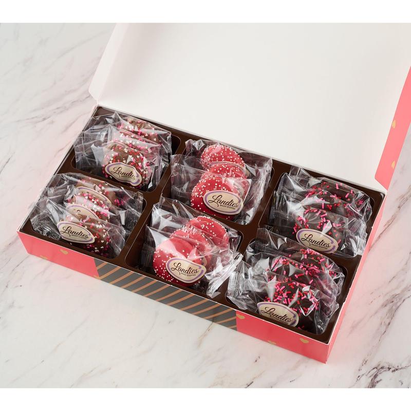 Landies Candies 18pc Valentines Dipped Shortbread Butter Cookies