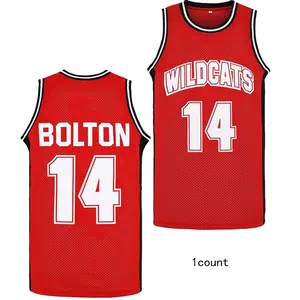 Mens Wildcats High School Basketball Jersey #14 Troy Bolton Terylene Jersey #8 Chad Danforth Shirt Jersey Red