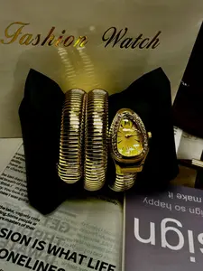 Women's Fashion Snake Skin Design Wristwatch & Bracelet, Elegant Quartz Watch, Fashion Watch for Party, Daily Clothing Decor, Trendy All-match & Exquisite Watch for Birthday Gift