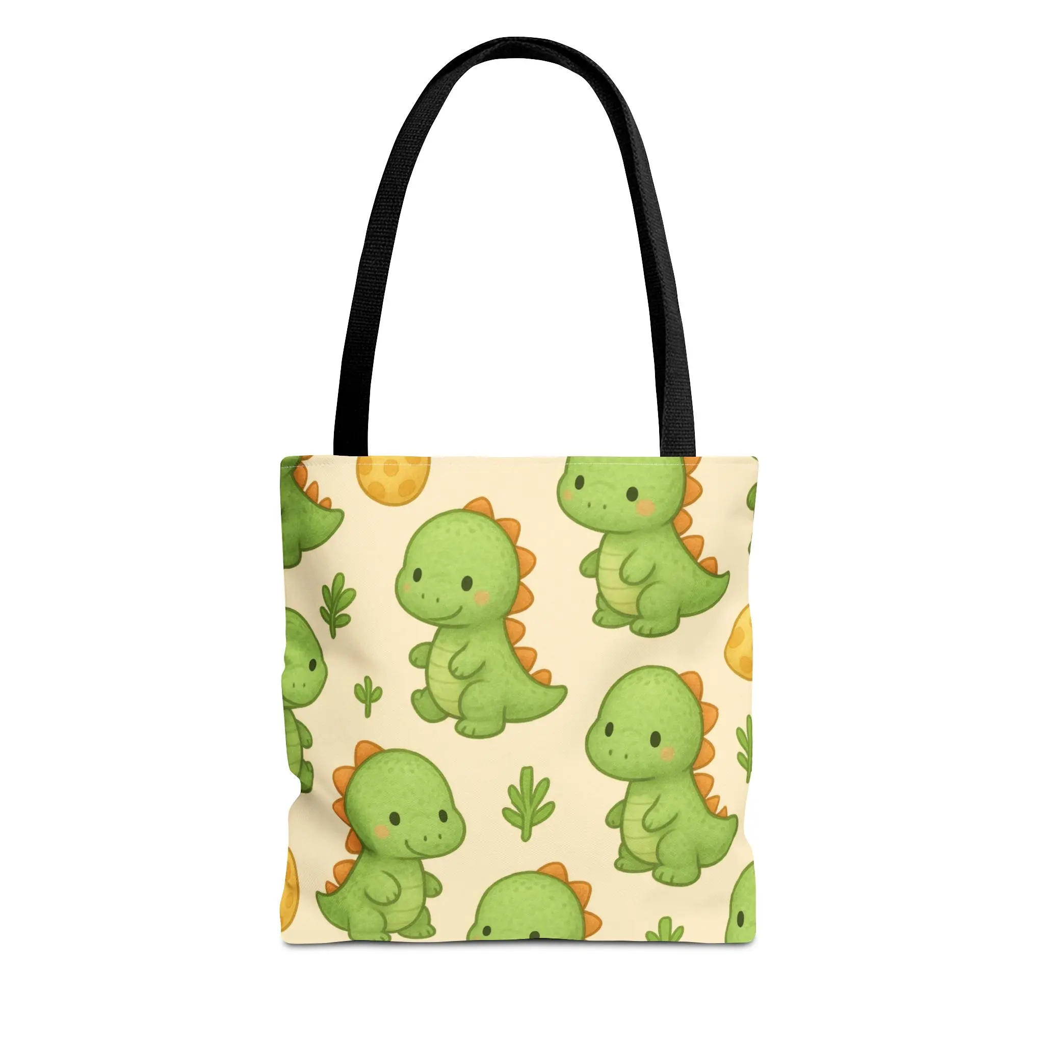Cute Green Dino Pattern Tote Bag | Adorable Dinosaur All-Over Print