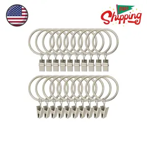 20 Pack Metal Curtain Rings with Clips, Curtain Clip Rings Hooks Matte Silver