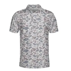 Mens Deer Camo Polo Shirt Casual Outdoor Fishing Shirt