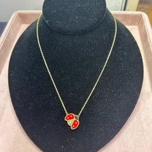 14K Gold Ladybug Chain Necklace 18 Inch with Extension to 20 Inch Elegant Jewelry for Women