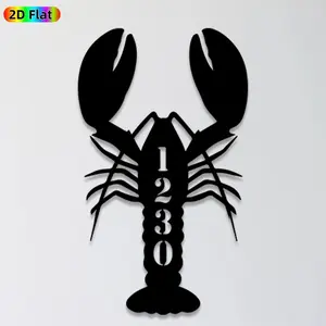 1pc Lobster Metal Wall Art, Vivid Lobster Statue Mural, Ideal Gift for New Year, Easter, Seafood Decor Enthusiasts, Rust-Resistant Metal Wall Decor Wall Sculptures, Perfect for Kitchen Wall & Garden Fence, Eye-Catching Coastal Themed Decor