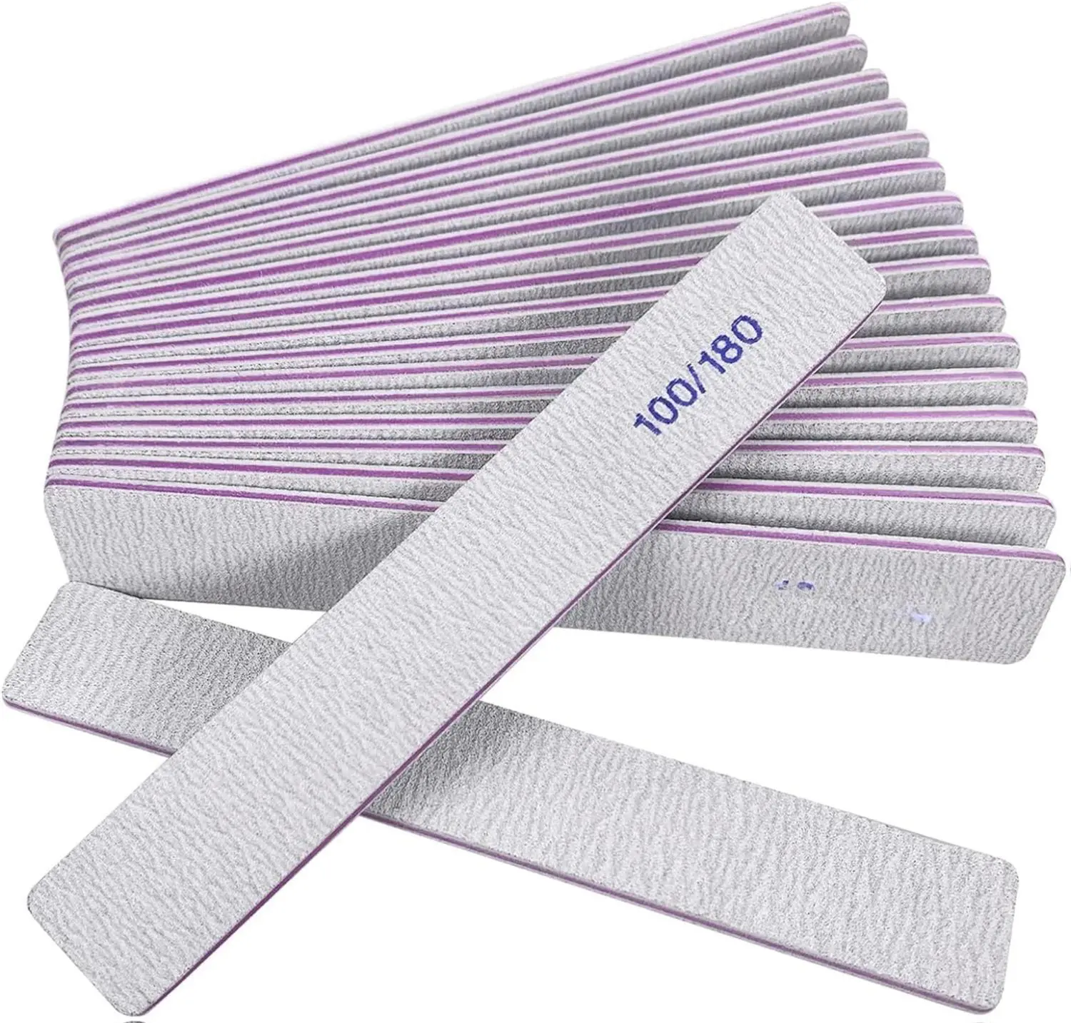 Nail Files (12 Pack), 100/180 Grit Emery Boards Nail File for Natural Nails and Acrylic Nails, Double Sided Emory Boards limas para unas acrilicas Profesional Fingernail Filer Reusable Manicure Gray