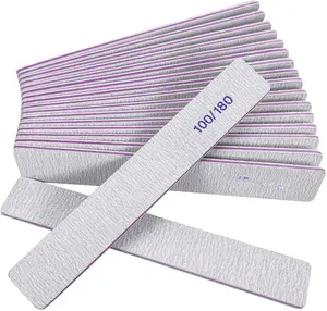 Nail Files (12 Pack), 100/180 Grit Emery Boards Nail File for Natural Nails and Acrylic Nails, Double Sided Emory Boards limas para unas acrilicas Profesional Fingernail Filer Reusable Manicure Gray