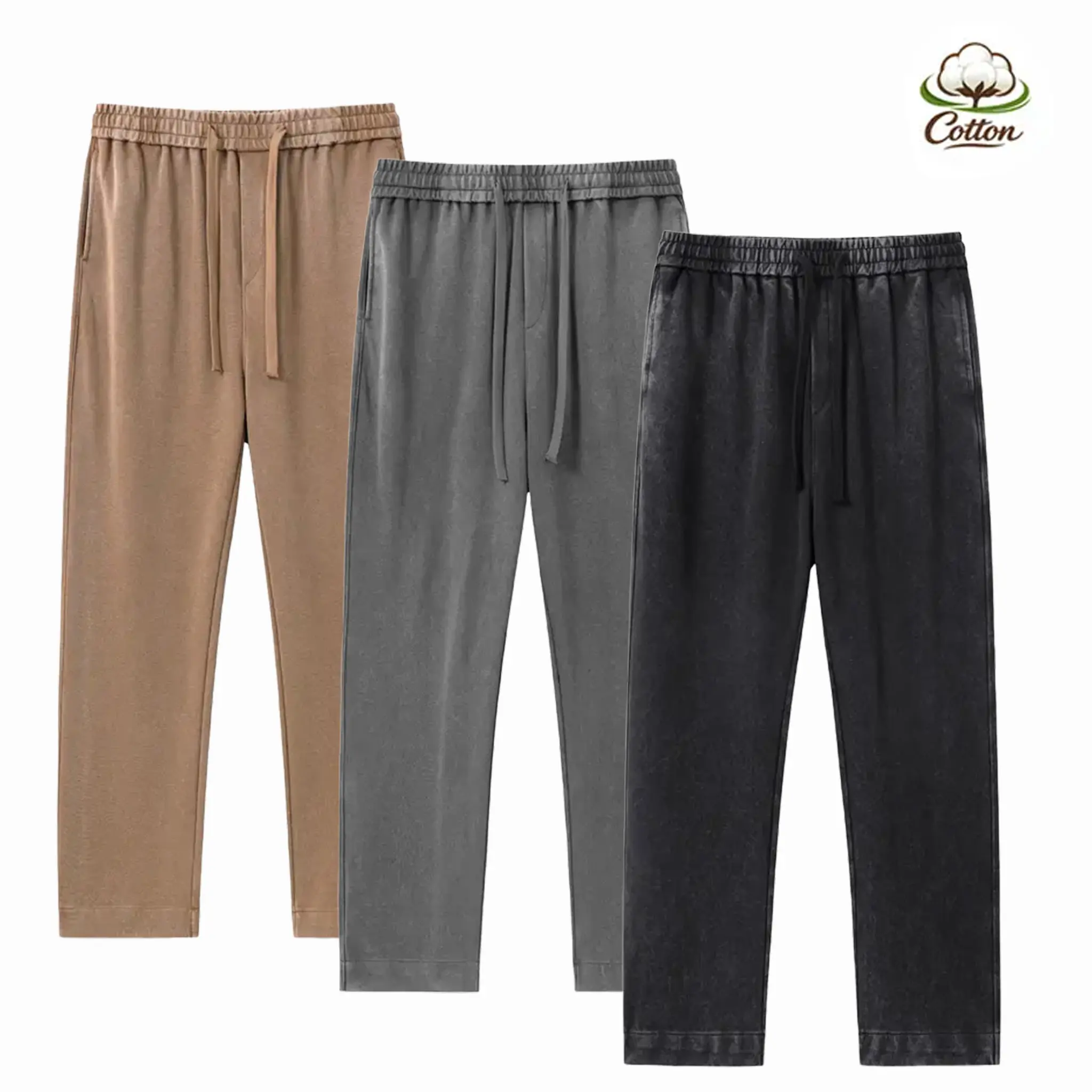 3 pack Men’s solid color cotton washed sweatpants/joggers, casual athletic long pants, all season style, suitable for men and women, regular fit